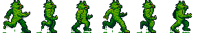 Green lizard monster character running
