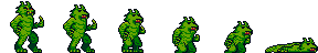 Green lizard monster character falling
